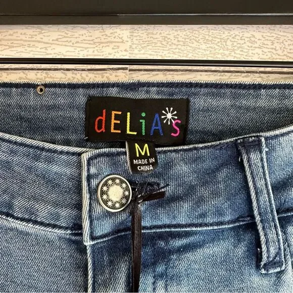 DELIA*S TOTALLY TRIPPIN FLARED SIDE STRIPE STRETCH JEANS Y2K SIZE MEDIUM - Picture 8 of 13